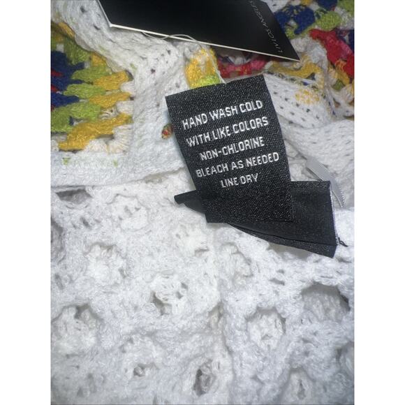 NEW Liv Los Angeles White Crochet Granny Square Cardigan Women’s 2X Boho - Picture 3 of 3